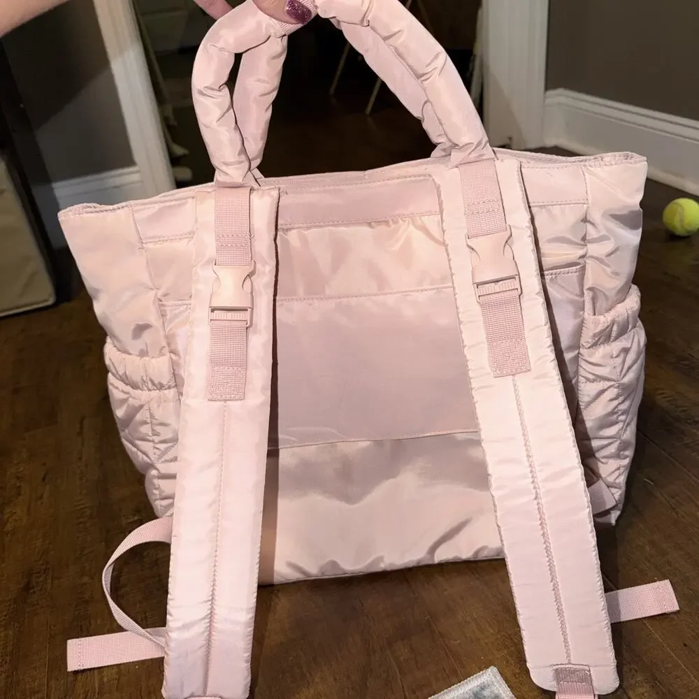 CLOUD ISLAND Quilted Diaper Backpack Tote Bag - Pink w/changing pad